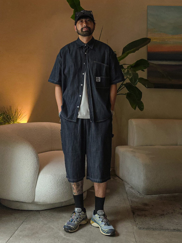 (XL-6XL)<br>스호턴 ノンウォッシュジーンズ 半袖シャツ