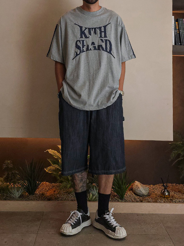 (XL-6XL)<br>스프리몽 ノンウォッシュジーンズ バミューダ バンディング半ズボン