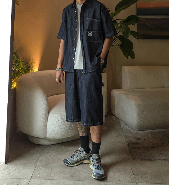 (XL-6XL)<br>스프리몽 ノンウォッシュジーンズ バミューダ バンディング半ズボン