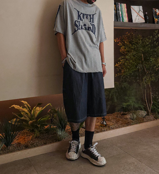 (XL-6XL)<br>스프리몽 ノンウォッシュジーンズ バミューダ バンディング半ズボン