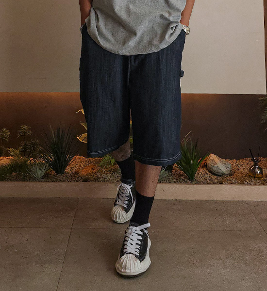 (XL-6XL)<br>스프리몽 ノンウォッシュジーンズ バミューダ バンディング半ズボン