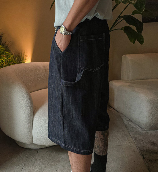 (XL-6XL)<br>스프리몽 ノンウォッシュジーンズ バミューダ バンディング半ズボン