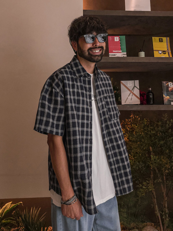 (XL-6XL)<br>하르만 チェック半袖シャツ 1733