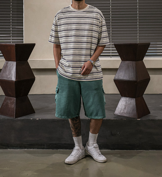 (L-5XL)<BR>주프카 ストライプ 半そでティー