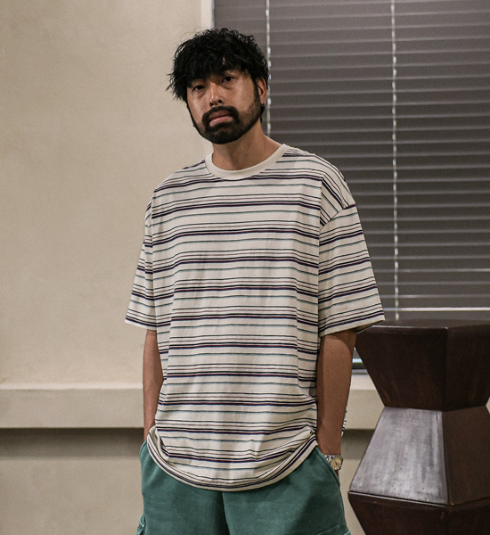 (L-5XL)<BR>주프카 ストライプ 半そでティー