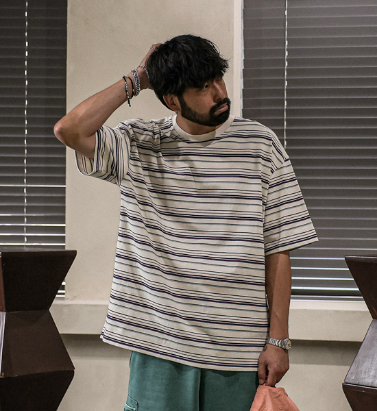 (L-5XL)<BR>주프카 ストライプ 半そでティー