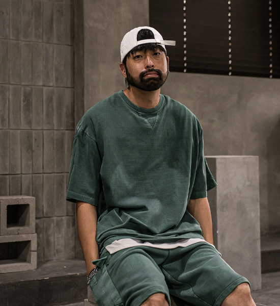 (XL-6XL)<BR>킹가로이 顔料 半そでティー+비스트로 顔料 カーゴバンディングショートパンツ