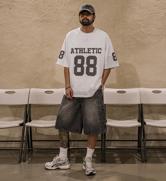 (XL-5XL)<BR>트리플턴 デニム バンディング半ズボン 8887