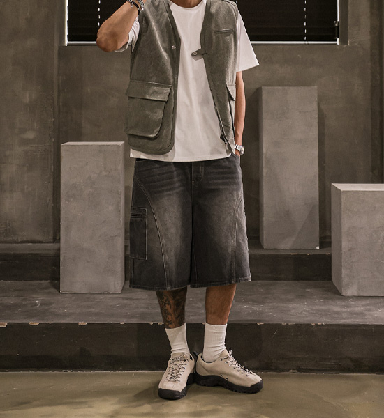 (XL-5XL)<BR>트리플턴 デニム バンディング半ズボン 8887