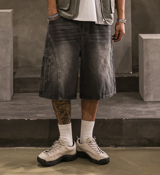 (XL-5XL)<BR>트리플턴 デニム バンディング半ズボン 8887