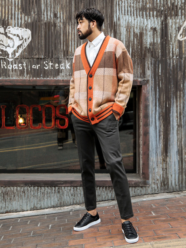 (L~5XL)<BR>델시아 チェック柄のカーディガン