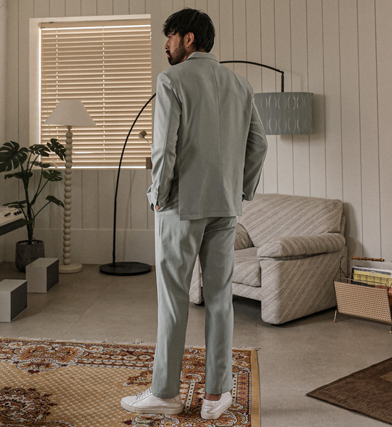 (M-4XL)<br>비스마야 スリムフィット 옆밴딩슬랙스