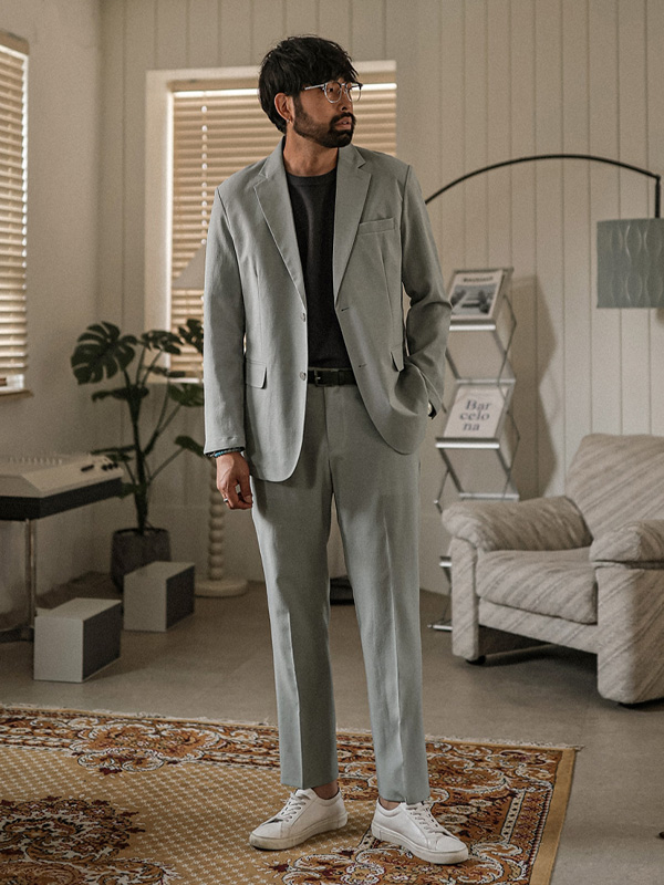 (M-4XL)<br>비스마야 スリムフィット 옆밴딩슬랙스