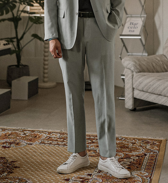 (M-4XL)<br>비스마야 スリムフィット 옆밴딩슬랙스