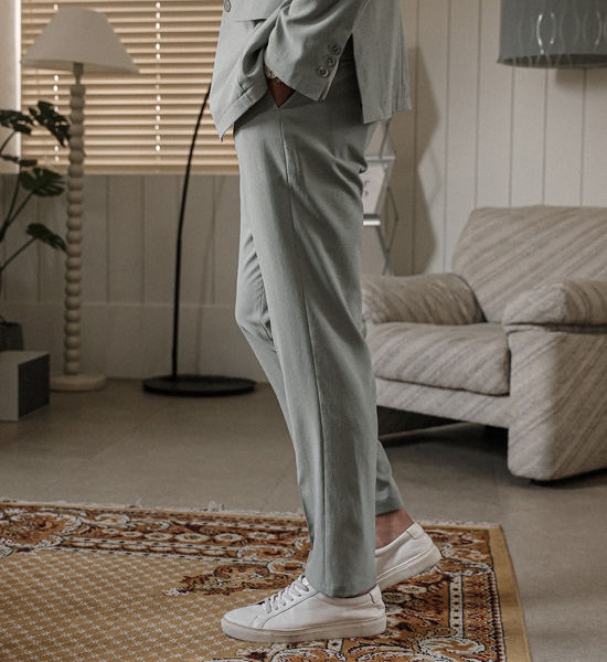 (M-4XL)<br>비스마야 スリムフィット 옆밴딩슬랙스