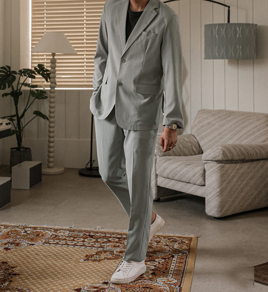 (M-4XL)<br>비스마야 スリムフィット 옆밴딩슬랙스