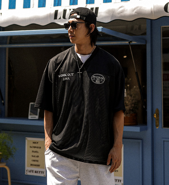 (XL-6XL)<BR>마다인 半袖のラグビーシャツ T041 <br><font color="#072c81"><B>[ W.DNA ]</B></font>