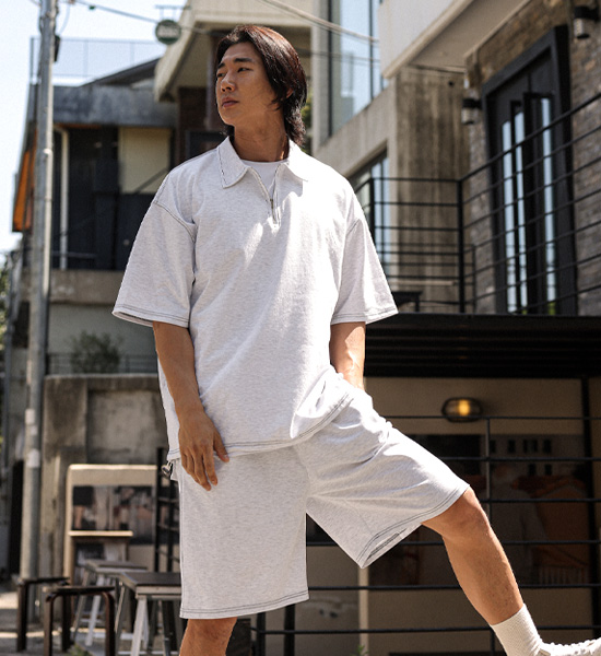 (2XL-5XL)<br>오이티 카라반팔티+마르틴키 バンディング半ズボン