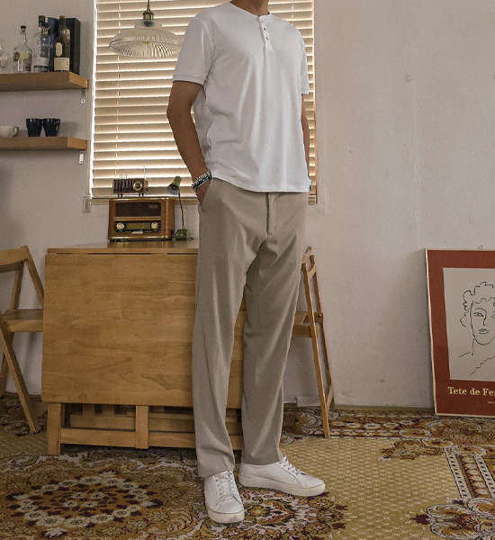 (L-5XL)<br>클라다보 ヘンリーネック 半そでティー