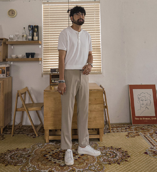 (L-5XL)<br>클라다보 ヘンリーネック 半そでティー