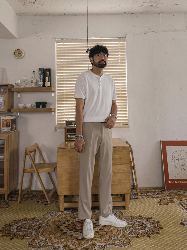 (L-5XL)<br>클라다보 ヘンリーネック 半そでティー