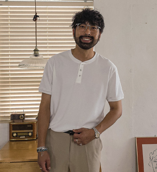 (L-5XL)<br>클라다보 ヘンリーネック 半そでティー