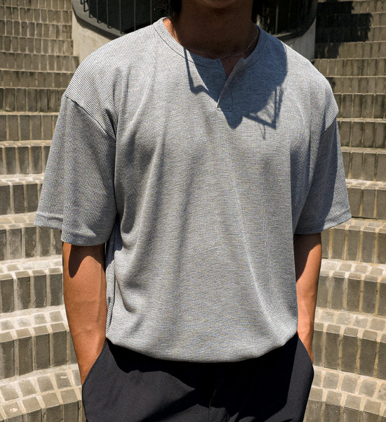 (L-4XL)<br>보니아토 ヘンリーネック 半そでティー