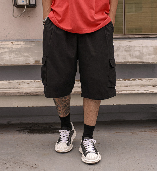 (L-5XL)<br>바그랏 リネン カーゴバンディングショートパンツ