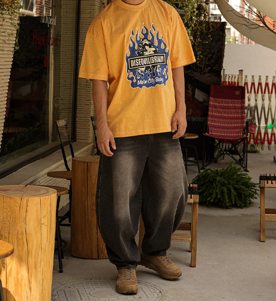 (30-46)<BR>바들렛 커브드 デニムパンツ