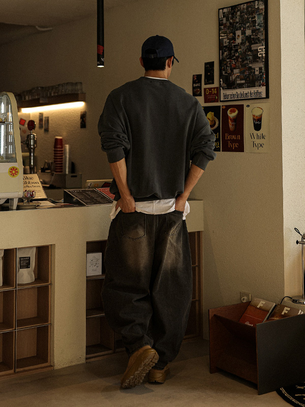 (30-46)<BR>바들렛 커브드 デニムパンツ