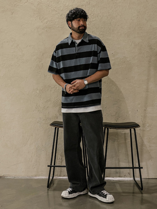 (L-6XL)<br>크리코바 워싱데님팬츠(標準フィット/ワイドフィット)