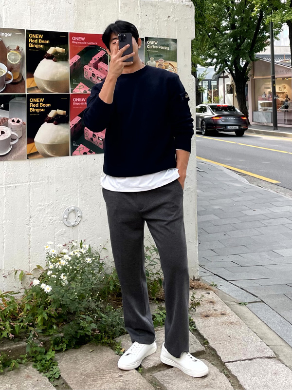 (L-5XL)<br>부타츠 ニット(カラー/ラウンド)