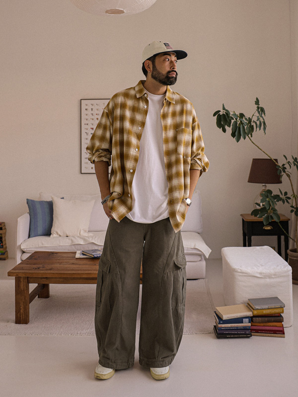 (XL-6XL)<BR>아라우 チェック柄のシャツ 2886