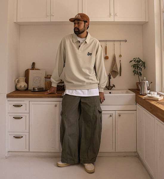 (M-6XL)<BR>바야즈 ワッフル カラーティー 3383