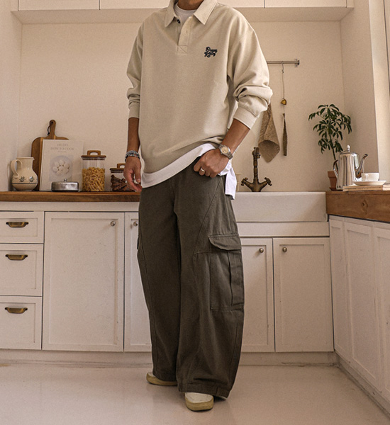 (M-6XL)<BR>바야즈 ワッフル カラーティー 3383