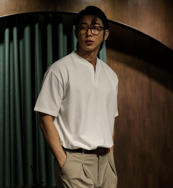 (L-5XL)<br>에임 ヘンリーネック半袖Tシャツ <br><font color="#098a09"><B>長さを選択 (基本的な,ロング+6cm)</B></font>