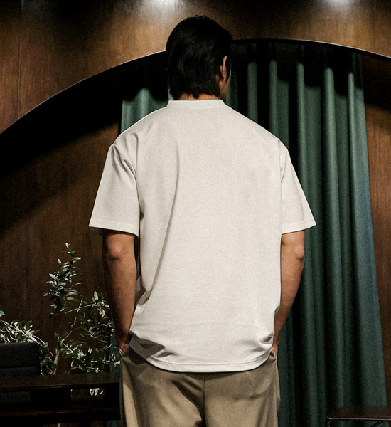 (L-5XL)<br>에임 ヘンリーネック半袖Tシャツ <br><font color="#098a09"><B>長さを選択 (基本的な,ロング+6cm)</B></font>