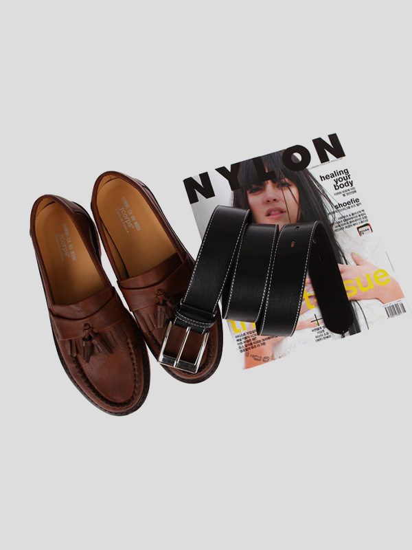 (最大40インチまで装着可能)<BR>적적한 レザーステッチベルト