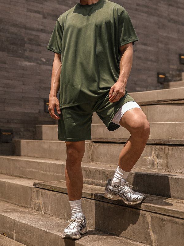 (M-6XL)<BR>폼페이 メッシュ半袖Tシャツ+해링턴 メッシュ バンディング半ズボン<br><font color="#072c81"><B>[ W.DNA ]</B></font>