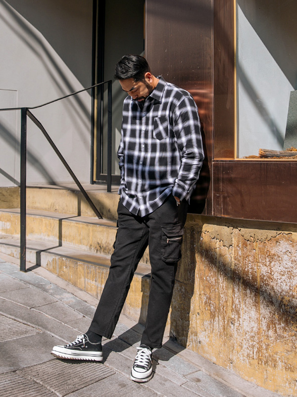 (L~5XL)<br>릭프 チェック柄のシャツ