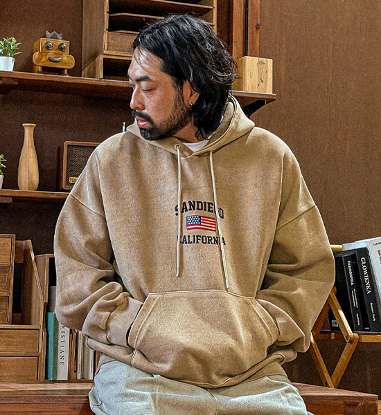 (XL-6XL)<BR>터니스버 顔料 フードティーシャツ <br><font color="#098a09"><B>長さを選択 (基本的な,ロング+6cm)</B></font>