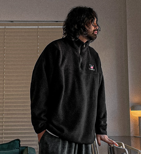 (XL-6XL)<BR>캐니트 フリース ハーフジップアップ <br><font color="#098a09"><B>長さを選択 (基本的な,ロング+6cm)</B></font>