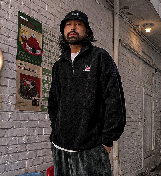 (XL-6XL)<BR>캐니트 フリース ハーフジップアップ <br><font color="#098a09"><B>長さを選択 (基本的な,ロング+6cm)</B></font>