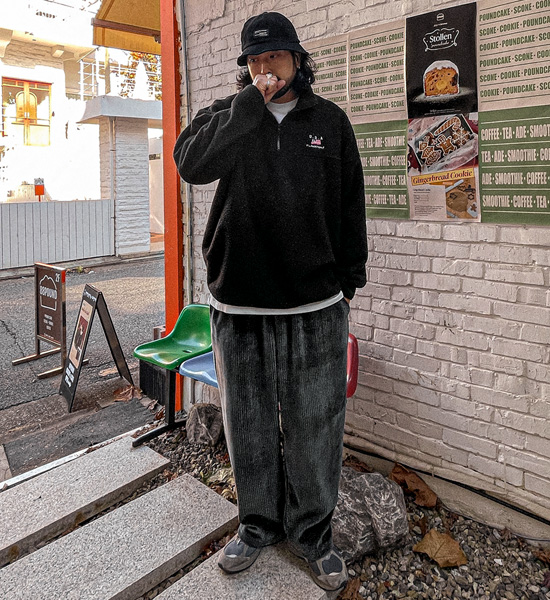 (XL-6XL)<BR>캐니트 フリース ハーフジップアップ <br><font color="#098a09"><B>長さを選択 (基本的な,ロング+6cm)</B></font>