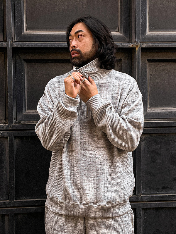 (XL-6XL)<BR>언파단 골지세트(맨투밴/ハーフジップアップ+バンディングパンツ)