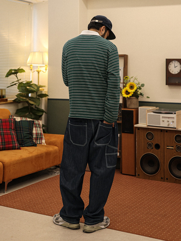 (XL-6XL)<BR>토비나크 フェードなし バックバンディング デニムパンツ P009