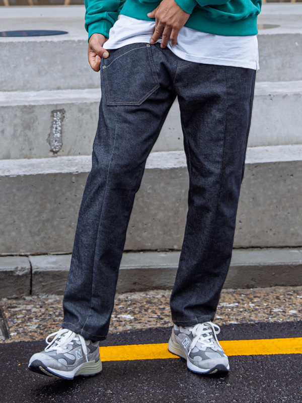 (L-6XL)<BR>콘코우 절개밴딩 フェードなし ノンウォッシュデニムパンツ <br><font color="#098a09"><B>長さを選択 (基本的な,ロング+10cm)</B></font>