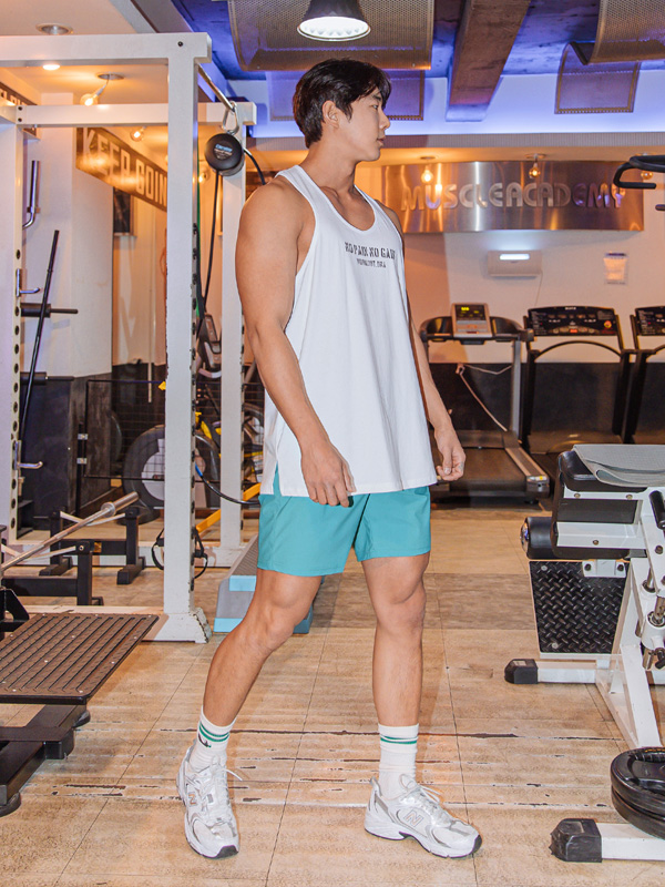 (L-5XL)<br>노페인노게인 サイド·スリット モーダル 헬스나시<br><font color=