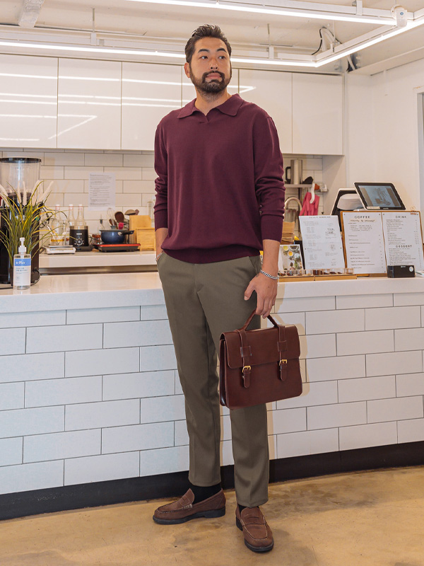 (L-5XL)<br>아드보나 オープンカラー 長袖ニット