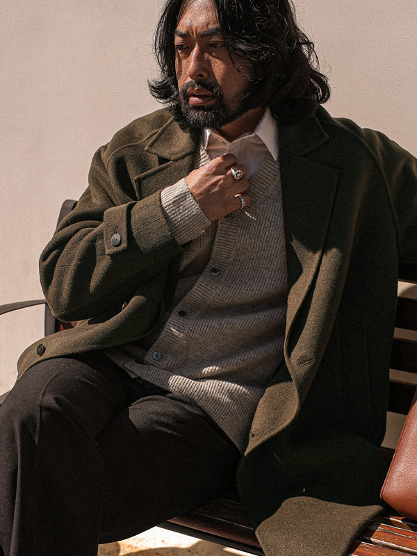 (L-6XL)<BR>아칸다 ハンドメイド 싱글ウール코트(ウール71%) 9092